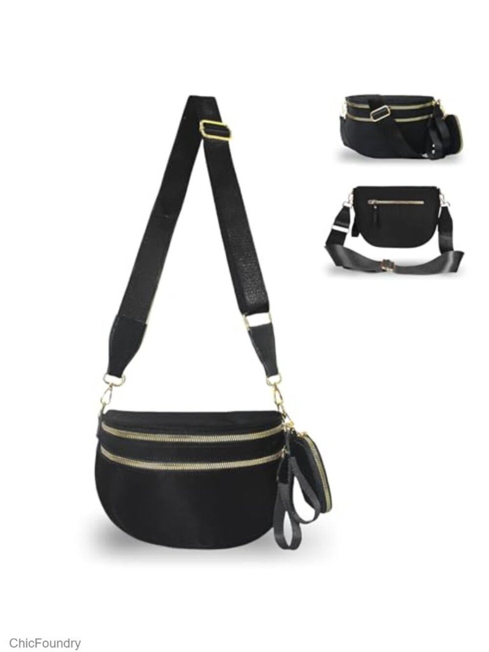 Checkered Crossbody Bum Bag Nylon Sling Shoulder Strap Large Capacity